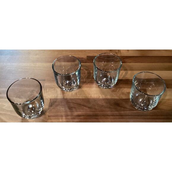 Vintage Roly Poly Clear Whiskey Glasses Molded Star Pattern on Bottom Set of 4 - Picture 2 of 12
